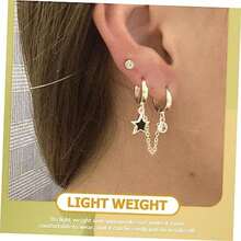 Pendientes De Cadena Para Mujer Con Estrella Aretes De Doble Perforación Ligeros Y Cómodos Accesorios Elegantes Para Festivales Fiestas Y Uso Diario(default) - Multicolor - Ver 4