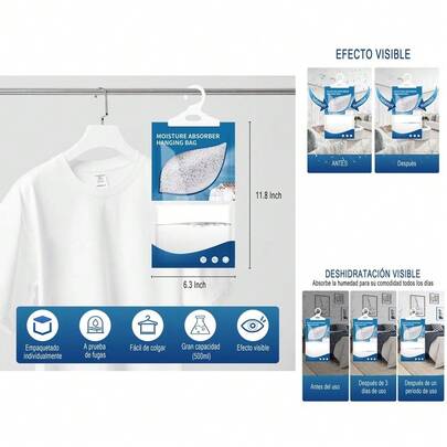 Bolsas Absorbedoras de Humedad - 12pcs, 2. 7KG, Antimoho y Elimina Olores, Ideal para Dormitorio, Cocina, Baño y Aseo - Color Azul