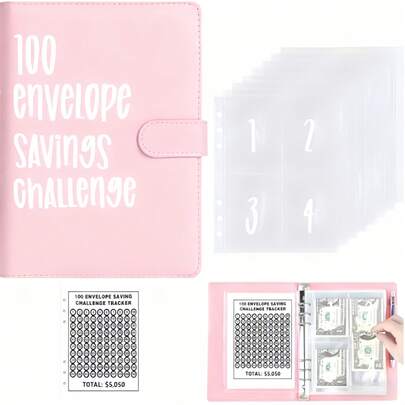 100 Envelopes Money Saving Challenge - A5 Money Saver Budget Binder Book With Cash Envelopes And Numbers, 100-Days Of Easy And Funny Ways To Save $5,000 Cash Envelope Challenge Binde