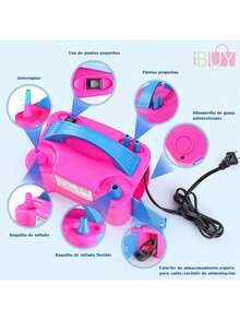 Inflador de globos eléctrico, soplador de globos, inflador de globos multifunción, inflador de globos portátil, inflador de globos, inflador de globos eléctrico, bomba eléctrica, inflador de globos, inflador de globos eléctrico portátil de doble boquilla, bomba de aire eléctrica para inflar globos, herramienta que puede inflar dos globos al mismo tiempo, fácil de usar, fácil de transportar, suministros para fiestas, adecuado para fiestas, bodas, regalos, Navidad, decoraciones de Halloween (rosa rojo) - Rosa Roja - Ver 4