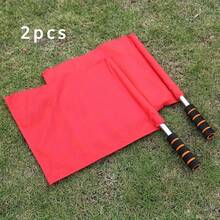 2pcs Upgraded Stainless Steel Referee Flags, Red Yellow Green White Traffic Direction Flags For Athletics, Soccer, Railway