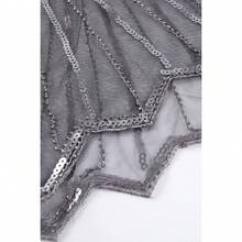 Shawl Wraps Sequin Beaded Evening Cape Bridal Shawl - Gray - View 6