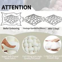 1pc Knotted Pillow Soft Cushion Home Accessory Square Office Knotted Pillow Plush Pillow For Living Room Bedroom Sofa Couch Living Room Home Accessory - màu trắng sữa - Xem 9