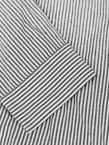 Men's Short Striped Casual Shirt, Fashionable Collared 2 In 1 Long Sleeve Button-Up - Light Grey - View 4