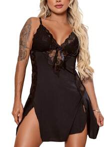 Sexy Lace Camisole With Side Slit And Sensual Comfortable V-Neck - 白色 - 查看 4