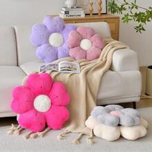 Flower Shaped Pillow, Cute Decorative Throw Pillows With Soft Rabbit Fur For Couch Bed Chair Floor, Christmas Pillow Seating Cushions With Room Décor For Bedroom Living Room(19.6 Inches, Beige),19.6Inches,Beige - 米色 - 查看 6