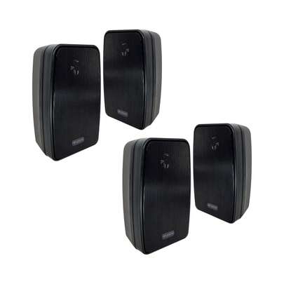  Kit 2 Pares de Caixas de Som Ambiente 70W 8Ohms Pretas Resistente à Água com Tela Leson