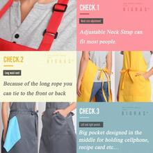 XZGB Adjustable Bib Apron With Long Ties For Women Men 18 Colors Chef Kitchen Cooking - 黑色 - 查看 4