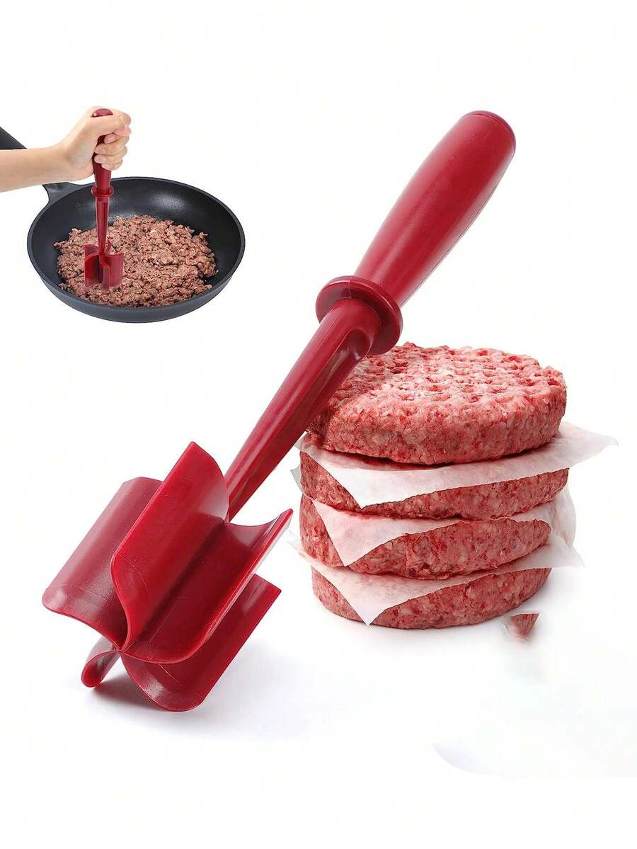 Meat Mincer, Hamburger Grinder, Premium Heat-Resistant Beef Mincer, Hamburger Grinder, Nylon Potato Mixing Tool, Meat And Poultry Tenderiser - Black - Red - View 1