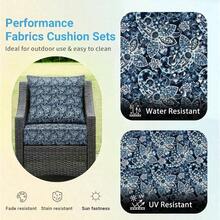 Outdoor Cushions Patio Furniture, Outdoor Cushion Set 24x 24x 5.75 Inch, Waterproof Fade Resistant Outdoor Chair Cushions, Deep Patio Chair Cushion With Removable Cover, Navy Blue - 綠色佩斯利花紋 + 24*24+5.75/25*22.5" - 查看 3