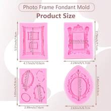 Photo Frame Fondant Mold Picture Frames Silicone Mold For Cake Decoration Cupcake Topper Candy Chocolate Polymer Clay Gum Paste Set Of 4,StyleB - Kiểu B - Xem 4