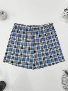 4件套男士格子印花宽松舒适睡衣短裤，透气弹力腰带平角内裤，多色组合 - 彩色 - 查看 4