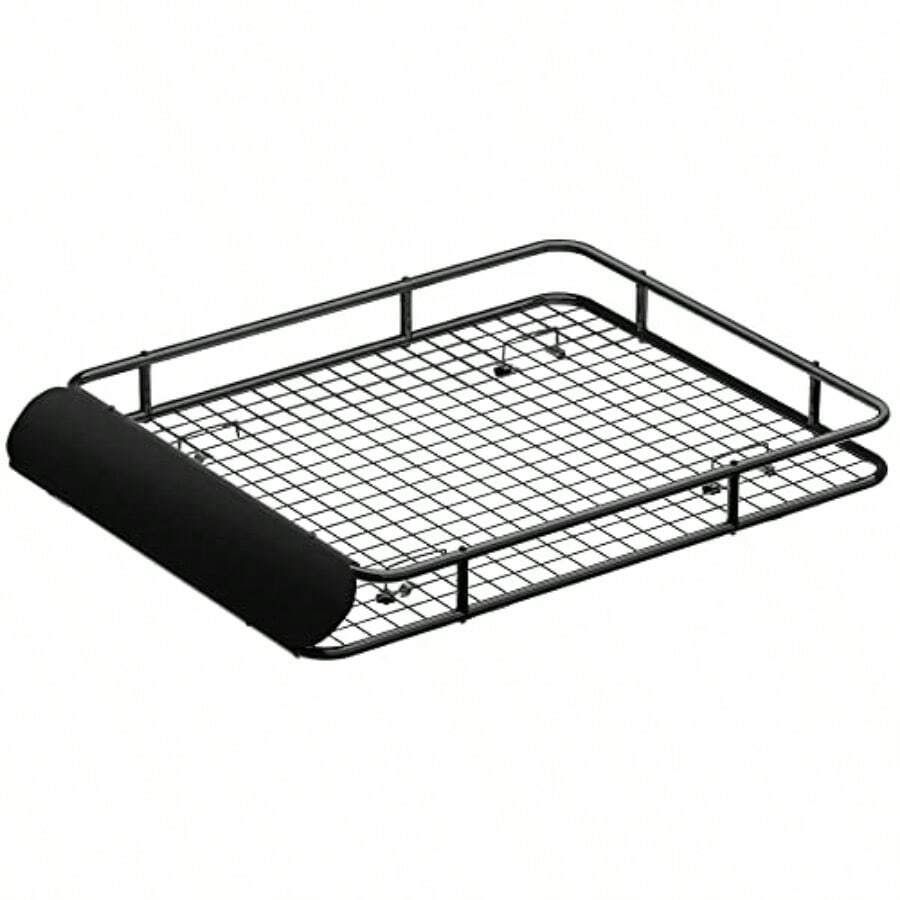 Car Roof Rack 123 X 96 X 13.5cm Universal Roofs Racks Pod Box Storage Basket Container Cars Accessories Transporting Storages Clamp 80kg Carrying Space Steel Black - Black - View 1