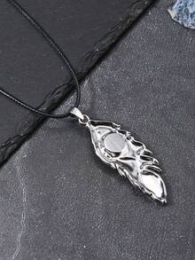 1件恶魔之眼项链，男士欧美风羽毛形合金吊坠项链，嘻哈百搭颈链 - 彩色 - 查看 4