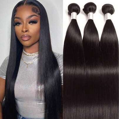 MEGALOOK 1 paquete o 3 paquetes de extensiones de cabello virgen brasileño 100% recto, de 10 a 30 pulgadas, grado 12A sin procesar, paquetes de cabello de alta calidad para mujeres. Suave, voluminoso, sin desprendimiento, apto para teñir y decolorar, ideal para uso diario, bodas, maquillaje, pestañas, citas y fiestas para agregar brillo a tu vida cotidiana.