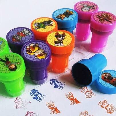  10pcs/Set Paw Patrol Cartoon Stamp Set, Includes Designs Of Chase, Skye, Rubble And More, Perfect Birthday Party Gift, School Rewards, Suitable For Birthday And Holiday Parties (Random Styles)