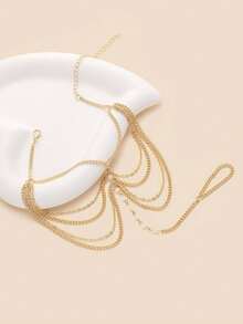 1pc Fashion Bead Decor Mittens Anklet For Women For Vacation - 銀色 - 查看 4