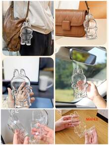 1-2pcs Compatible Labubuo Transparent Protective Case, Fits Series 1, Series 3 Standing, Series 2 Sitting, Cola Standing And Cola Sitting (17cm And Below), Mini 4.0. 2025 PS High Transparency Material Protective Case/With Anti-Theft Silicone Strap - Clear - View 3