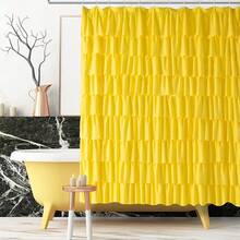 Ruffle Shower Curtain, 72-Inches Extra Long, Yellow Ruffled Bath Curtains For Bathroom, Fabric Farmhouse Decor, Soft Touch Decorative Cloth Textured, (72 Inch Wide,1 Panel),72inchWx72inchL(Packof1),Yellow - Yellow - View 1