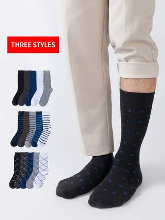 1/3/5/10/15/20 Paar Herren gestreifte, mehrfarbige, bequeme Business Socken in Knöchelhöhe