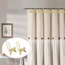 12个金色条纹蝴蝶结装饰挂钩，坚固的铁质挂钩，防水防锈，优雅的金色饰面，适用于浴室、厨房，推荐作为圣诞礼物 - 金色 - 查看 5