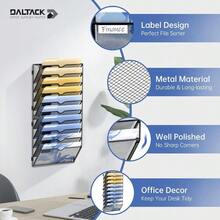 WSXC DALTACK Wall File Organizer 10 Tier Hanging File Organizer Mail Organizer Wall Mounted For Papers Folders Clipboard Magazine Office Cubicle Organization And Storage Assembly Needed Mesh Black - 10TierBlack - View 3
