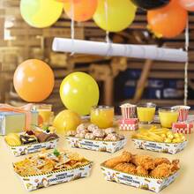 12pcs Construction Theme Food Trays, Excavator Bulldozer Fries Paper Trays, Suitable For Birthday Party Supplies, Snack Boxes, Outdoor Party - Multicolor - View 8