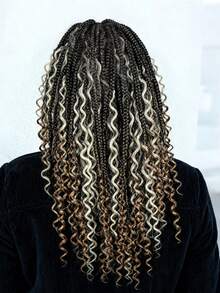 A ANYTIME Short Bohemian Box Braids Braided Wig Full Lace Boho Braided Wigs Synthetic Curly Hair With Baby Hair For Women