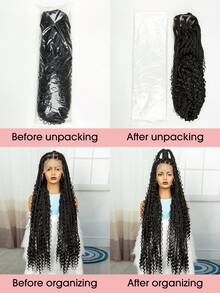 A ANYTIME 合成全蕾丝波西米亚风辫子假发，盒式辫女神假发，卷发渐变金色玉米辫假发