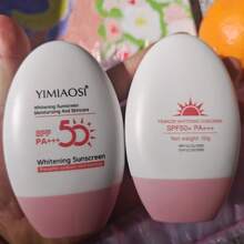 SPF50 PA+++ 美白防晒霜，隔离 UVA UVB，清爽不油腻，保湿，面部防晒霜，防晒乳液 - 粉色 - 查看 6