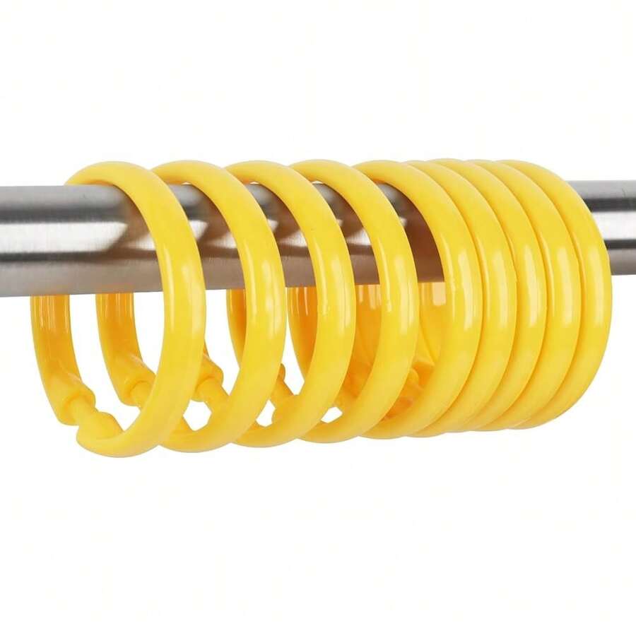 Yellow Shower Curtain Hooks - 12 Pcs Circular Plastic Shower Curtain Rings For Bathroom - O Shaped Yellow Shower Hooks Rings For Shower Curtain Rod,Yellow - Yellow - 查看 1