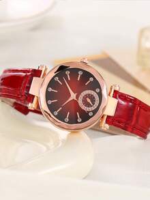 时尚简约女士石英腕表，休闲超薄。 - 玫瑰金 - 查看 3