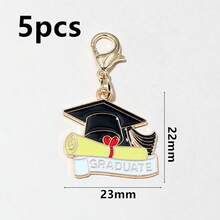5 Buah Liontin Topi Wisuda Enamel dengan Pengait Lobster untuk Gantungan Kunci, Aksesoris Pembuatan Perhiasan DIY - Musim Kelulusan - View 21