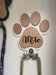 1pc Customizable Wooden Dog Leash Hook, Can Be Engraved, Personalized Dog Collar Hanger, Adjustable Angle Metal Hook, 16*16cm, Paw Print Design, Ideal For Dog Lovers, Pet Home Decor, Housewarming Gift, Wall Decor, Dog Accessory Organizer - Multicolor - View 12