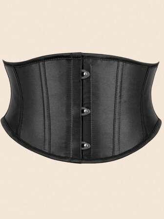 1pc Women's Short Taffeta Waist Cincher, Bust Enhancing Bodysuit, Suitable For Party And Daily Wear