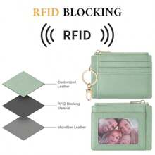 Sodsay Card Case Slim Front Pocket Wallet For Women Credit Card Holder With Keychain - CH Light Green - View 5