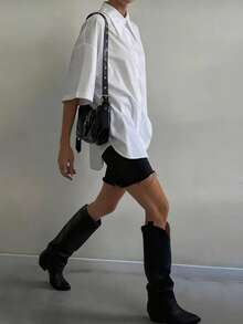 QIANZHIDU Pure Women's Fashion Shirts 2024 Spring Summer Autumn Elegant Half Sleeve Button Up Shirt Office Beautiful Blouse For Women Tops Summer Outfits For Women Spring Outfits For Women Summer Tops Valentine's Day And New Year Outfits - White - View 6