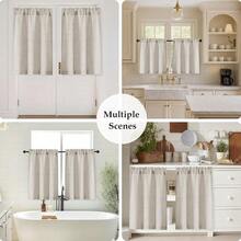 OWENIE Linen Kitchen Curtains Over Sink 30 Inch Length 2 Panels Set, Light Filtering Textured Short Cafe Curtains For Bathroom Windows, Small Curtain For Cabinet Basement RV Camper, 30\ W By 30\ L,30inchWx30inchL(Packof2),Linen - Linen - View 7