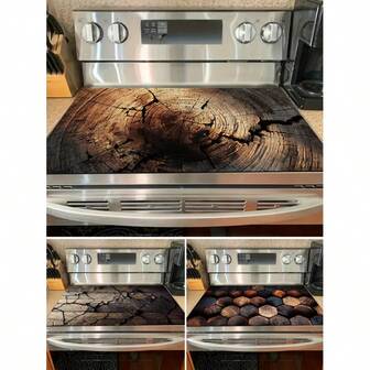 1 st. spishällsskyddsmatta i konstträ, bänkskiva med högkvalitativ trästruktur, vertikalt randig träådring, värmebeständig, halkfri, reptålig, lätt att rengöra, spisreservdel, lämplig för spis, diskmaskin, tvättmaskin, torktumlare, induktionshäll och strykbräda, spishällsskydd i glaskeramik, värmebeständigt, reptåligt, halkfritt spishällsskydd, bordsdekor, kaffematta, matta för kaffemaskin, golvmatta, halkfri badrumsmatta, diskmatta, köksdekor, rumsdekor, mångsidig, perfekt present