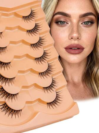 Colash ขนตาปลอมตาแมวธรรมชาติฟูฟ่อง 7 คู่ แถบใส ขนตาปลอมดูเป็นตาแมว ขนตาปลอมแบบวิสปี้ ต่อหางตา ขนตาปลอมทั้งแถบ นุ่ม เป็นธรรมชาติ สมจริง ขนตาปลอมแบบแถบ, ขนตาปลอม, ขนตา เหมาะสำหรับงานเลี้ยงสังสรรค์, การออกนอกบ้าน และการพบปะสังสรรค์