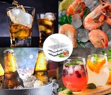 Large Ice Cube Trays With Lid, 2 Pack Stackable Silicone Ice Cube Molds Freezer, Easy Release 16 Big Square Ice Trays Whisky Cocktails (Orange) - màu đen - Xem 6
