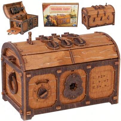 Puzzle Box Treasure Chest Escape Puzzle Puzzle Boxes With Hidden Compartments Cluebox Puzzle Brain Teasers For Adults Pirates Puzzle Box