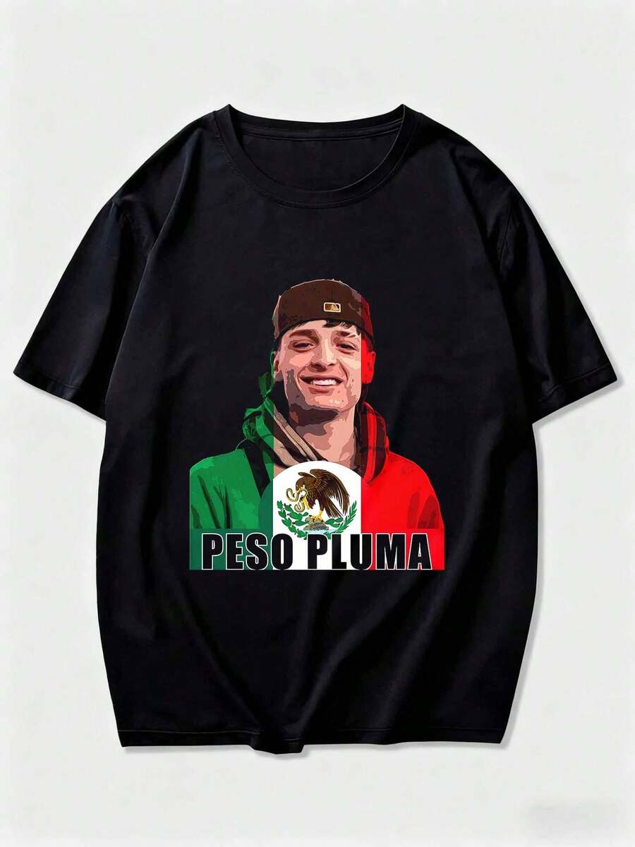 Featherweight T-Shirt With Mexican Flag And Shield Design - 黑色 - 查看 1