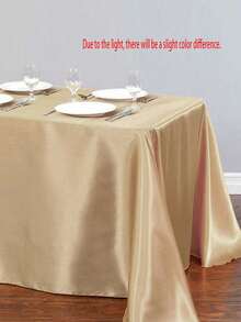 1件优雅香槟色桌布，长方形桌布，适用于婚礼装饰，可水洗重复使用，高品质涤纶缎面质感，适合婚礼、生日、餐厅、家庭聚会、户外派对等场合，可用作桌布、餐桌装饰和派对桌布。