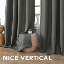 Linen Blackout Curtain 63 Inches Long For Bedroom/Living Room Thermal Insulated Grommet Linen Curtain Drapes Primitive Textured Burlap Effect Window Drapes 1 Panel, Heather Charcoal Gray,52inchWx63inchL(Packof1),HeatherCharcoalGray - 石楠炭灰色 - 查看 8