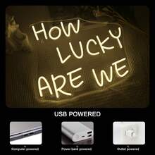 How Lucky Are We Neon Schild,Led Schild Buchstaben für Wanddekoration,Led Sign USB-Betrieben Leuchtschild für Wand Schlafzimmer Zuhause Party Hochzeit Wedding Geschenke - So ein Glück! - View 3