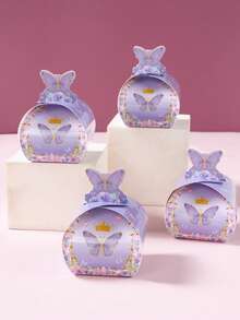 12pcs Purple Butterfly Floral Paper Gift Boxes, Butterfly Theme Birthday Treat Gift Cookie Goodie Packaging Boxes, Purple Butterfly Birthday Wedding Babyshower Party Gift Wrap Boxes, Party Favors Bags, Butterfly Party Gift Wrapping Supplies, Babyshower Decor, Wedding Favors Decor, Gender Reveal Decor, Butterfly Party Decor, Butterfly Birthday Party Supplies, Butterfly Birthday Party Gifts Favor - Purple Butterfly - View 2