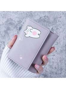 Women's Short Tri-Fold Card Holder, Student ID Card Case, Coin Purse, Cartoon Design Wallet, Small Cute Wallet - Multicolor - View 19