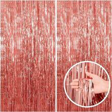 1/2/3/4/5pcs Rose Gold Foil Fringe Metallic Curtain, Party Background, Birthday Party, Wedding Decoration, Gift Supplies - Rose Gold - View 9