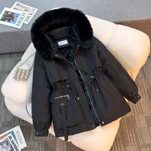 Winter New Parka Hooded Cotton Jacket For Women Fashionable Versatile Detachable Fur Collar - cà phê - Xem 3